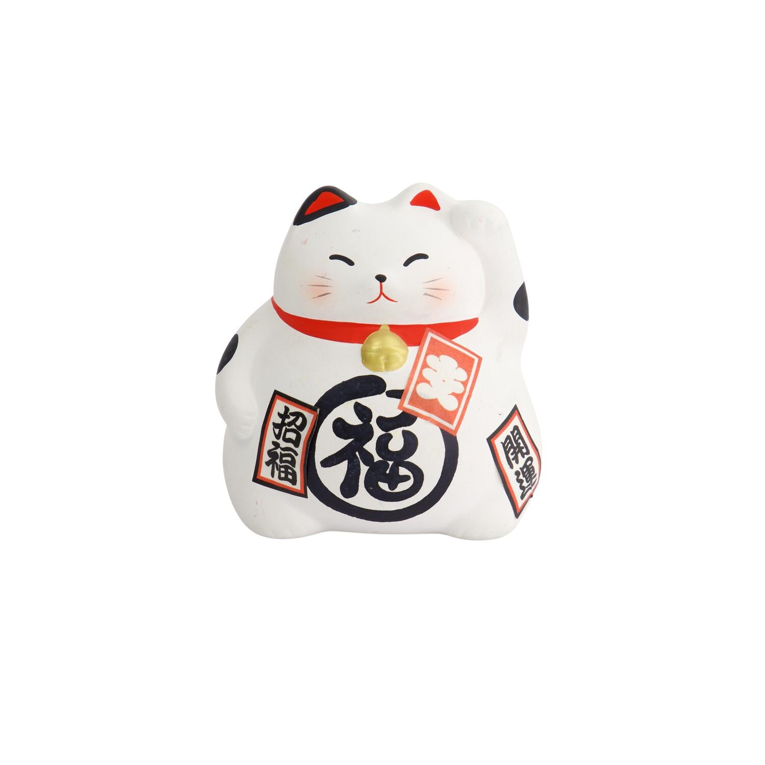 Lucky Cat figur, hvid - H9 cm